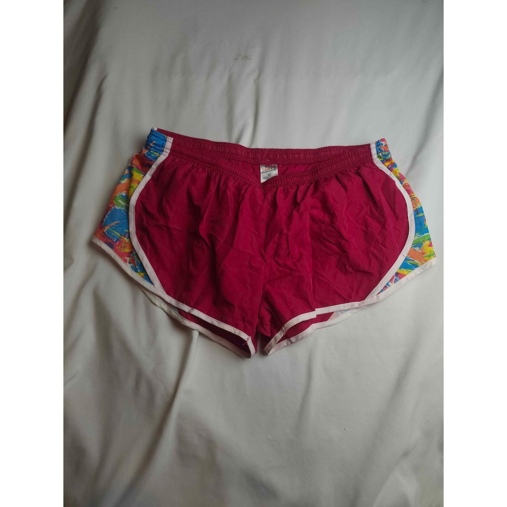 Soffe Womens XL Pink Dolphin Running Shorts Abstract Print Side Panels Magenta
